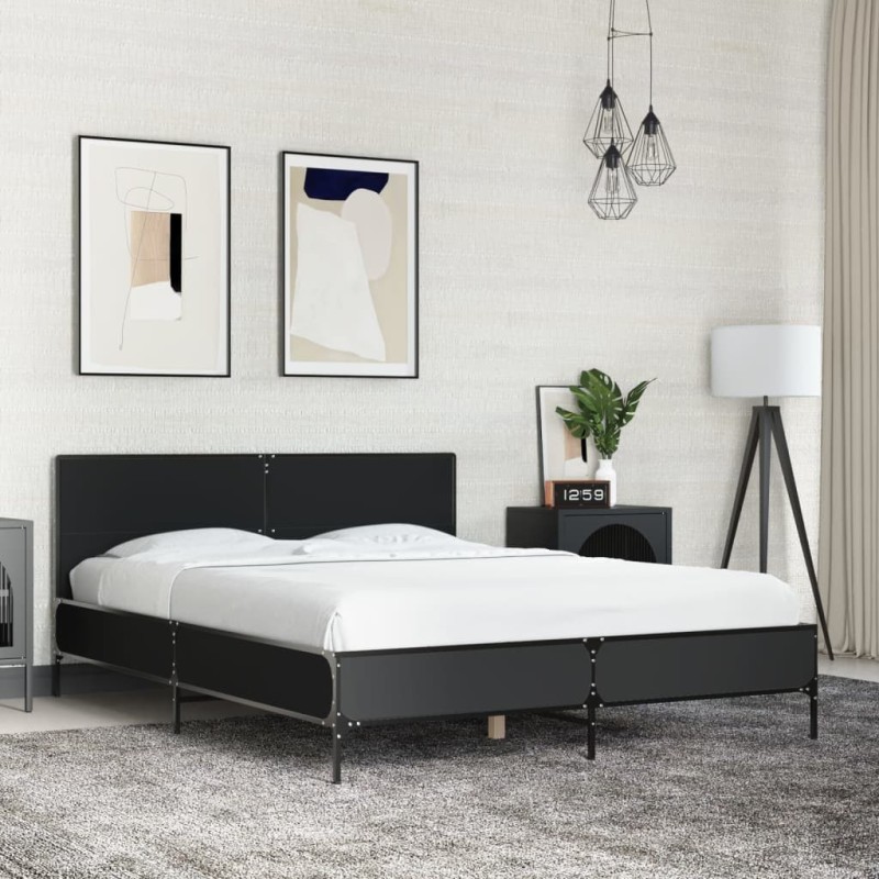 Cadre de lit sans matelas noir 120x190 cm 