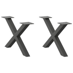 Pieds de table basse en forme de X 2 pièces Anthracite 60 x (30-31) cm Acier 