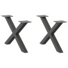 Pieds de table basse en forme de X 2 pièces Anthracite 60 x (30-31) cm Acier 