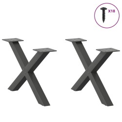 Pieds de table basse en forme de X 2 pièces Anthracite 60 x (30-31) cm Acier 