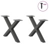Pieds de table basse en forme de X 2 pièces Anthracite 60 x (30-31) cm Acier 