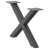 Pieds de table basse en forme de X 2 pièces Anthracite 60 x (30-31) cm Acier 
