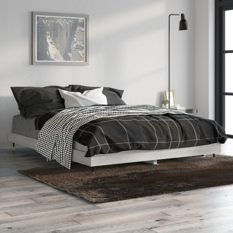 Cadre de lit sans matelas sonoma gris 135x190 cm 