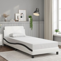 Cadre de lit sans matelas blanc et noir 80x200 cm similicuir 