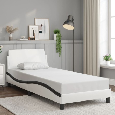 Cadre de lit sans matelas blanc et noir 80x200 cm similicuir 