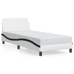 Cadre de lit sans matelas blanc et noir 80x200 cm similicuir 