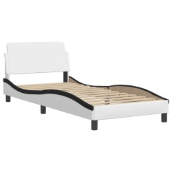 Cadre de lit sans matelas blanc et noir 80x200 cm similicuir 