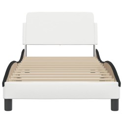 Cadre de lit sans matelas blanc et noir 80x200 cm similicuir 