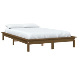 Cadre de lit sans matelas marron miel bois massif 