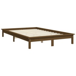 Cadre de lit sans matelas marron miel bois massif 