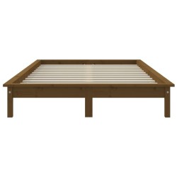 Cadre de lit sans matelas marron miel bois massif 