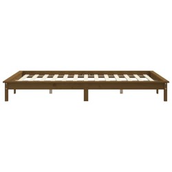 Cadre de lit sans matelas marron miel bois massif 