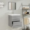Meuble lavabo avec bassin intégré Sonoma gris Bois d'ingénierie 