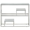 Table console argenté acier inoxydable et verre trempé 