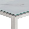 Table console argenté acier inoxydable et verre trempé 
