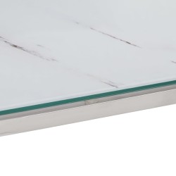 Table console argenté acier inoxydable et verre trempé 