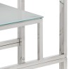 Table console argenté acier inoxydable et verre trempé 