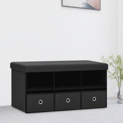Banc de rangement pliable Noir 76x38x38 cm Faux lin 