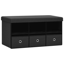 Banc de rangement pliable Noir 76x38x38 cm Faux lin 