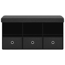 Banc de rangement pliable Noir 76x38x38 cm Faux lin 