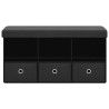 Banc de rangement pliable Noir 76x38x38 cm Faux lin 