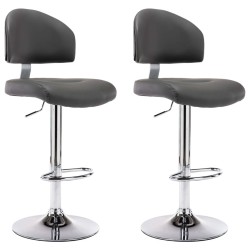 Tabourets de bar lot de 2 gris similicuir 