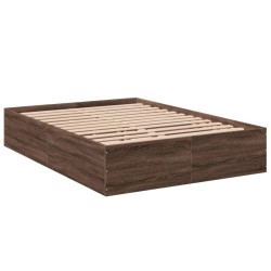 Cadre de lit sans matelas chêne marron 135x190 cm 