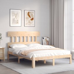 Cadre de lit sans matelas bois de pin massif 