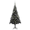 Arbre de Noël artificiel pré-éclairé et boules noir 240 cm PVC 
