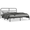 Cadre de lit métal sans matelas et tête de lit noir 160x200 cm 