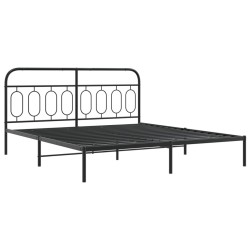 Cadre de lit métal sans matelas et tête de lit noir 160x200 cm 