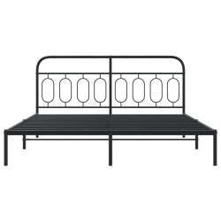 Cadre de lit métal sans matelas et tête de lit noir 160x200 cm 