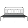 Cadre de lit métal sans matelas et tête de lit noir 160x200 cm 