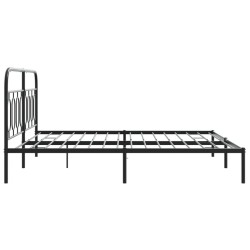 Cadre de lit métal sans matelas et tête de lit noir 160x200 cm 