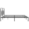 Cadre de lit métal sans matelas et tête de lit noir 160x200 cm 