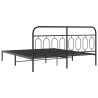 Cadre de lit métal sans matelas et tête de lit noir 160x200 cm 