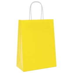 Sacs en papier 250 pcs avec poignées jaune 21x11x28 cm 