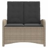 Banc inclinable de jardin et coussins gris clair résine tressée 