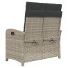 Banc inclinable de jardin et coussins gris clair résine tressée 