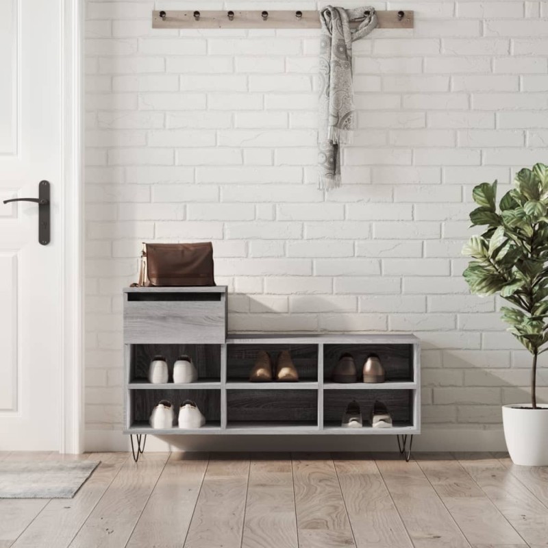 Armoire à chaussures Sonoma gris 102x36x60 cm Bois d'ingénierie Armoire à chaussures Sonoma gris 102x36x60 cm Bois d'ingénierie
