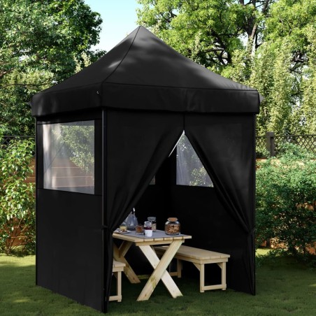 Tente de réception pliable escamotable 4 parois latérales noir 