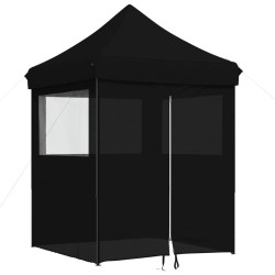 Tente de réception pliable escamotable 4 parois latérales noir 