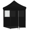 Tente de réception pliable escamotable 4 parois latérales noir 