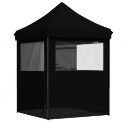 Tente de réception pliable escamotable 4 parois latérales noir 