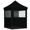Tente de réception pliable escamotable 4 parois latérales noir 