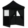 Tente de réception pliable escamotable 4 parois latérales noir 