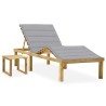 Chaise longue de jardin avec table et coussin Pin imprégné 