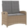 Banc inclinable de jardin avec coussins beige résine tressée 