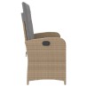 Banc inclinable de jardin avec coussins beige résine tressée 
