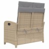 Banc inclinable de jardin avec coussins beige résine tressée 
